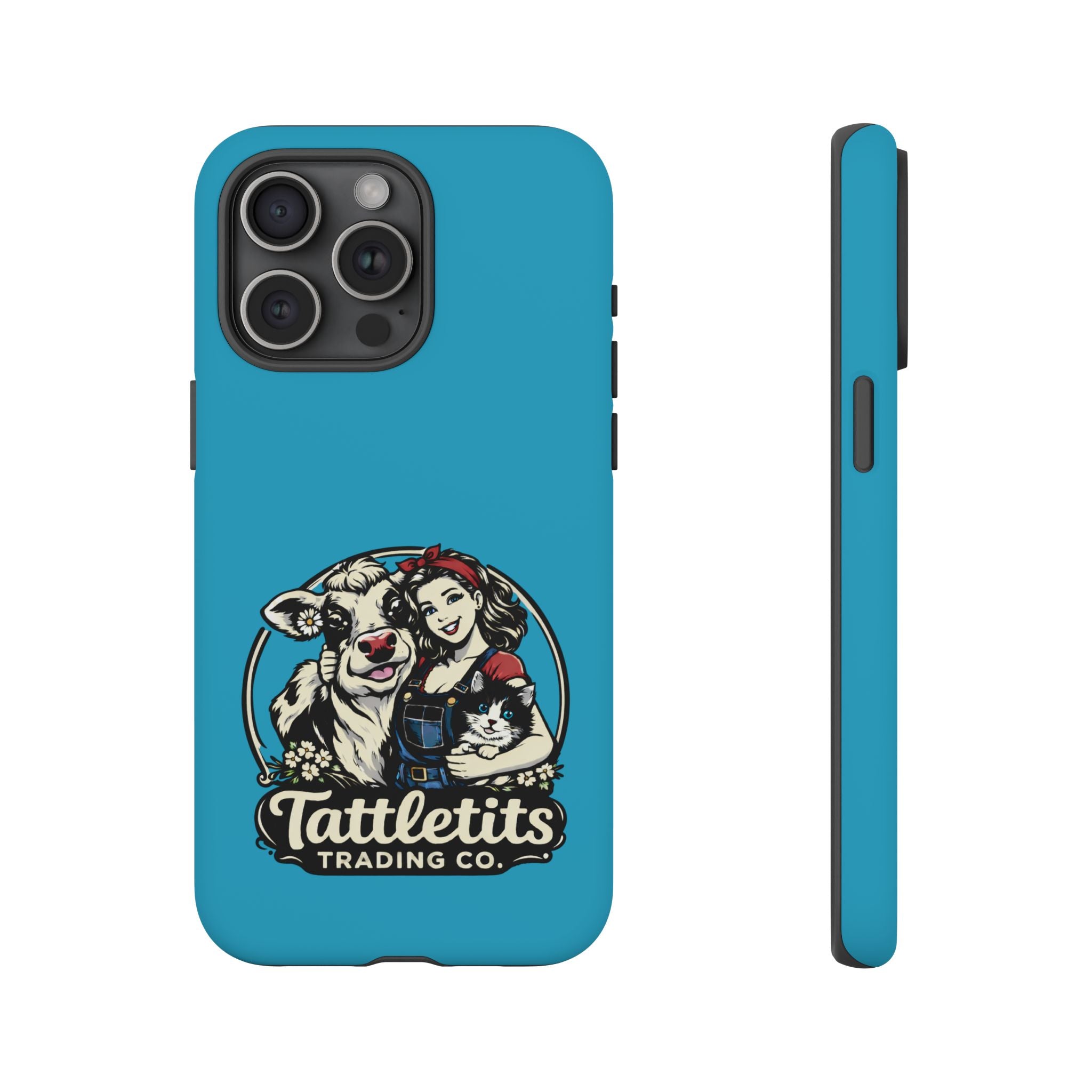 Phone Case — Retro 'Tuffellets' Logo Pattern on Teal