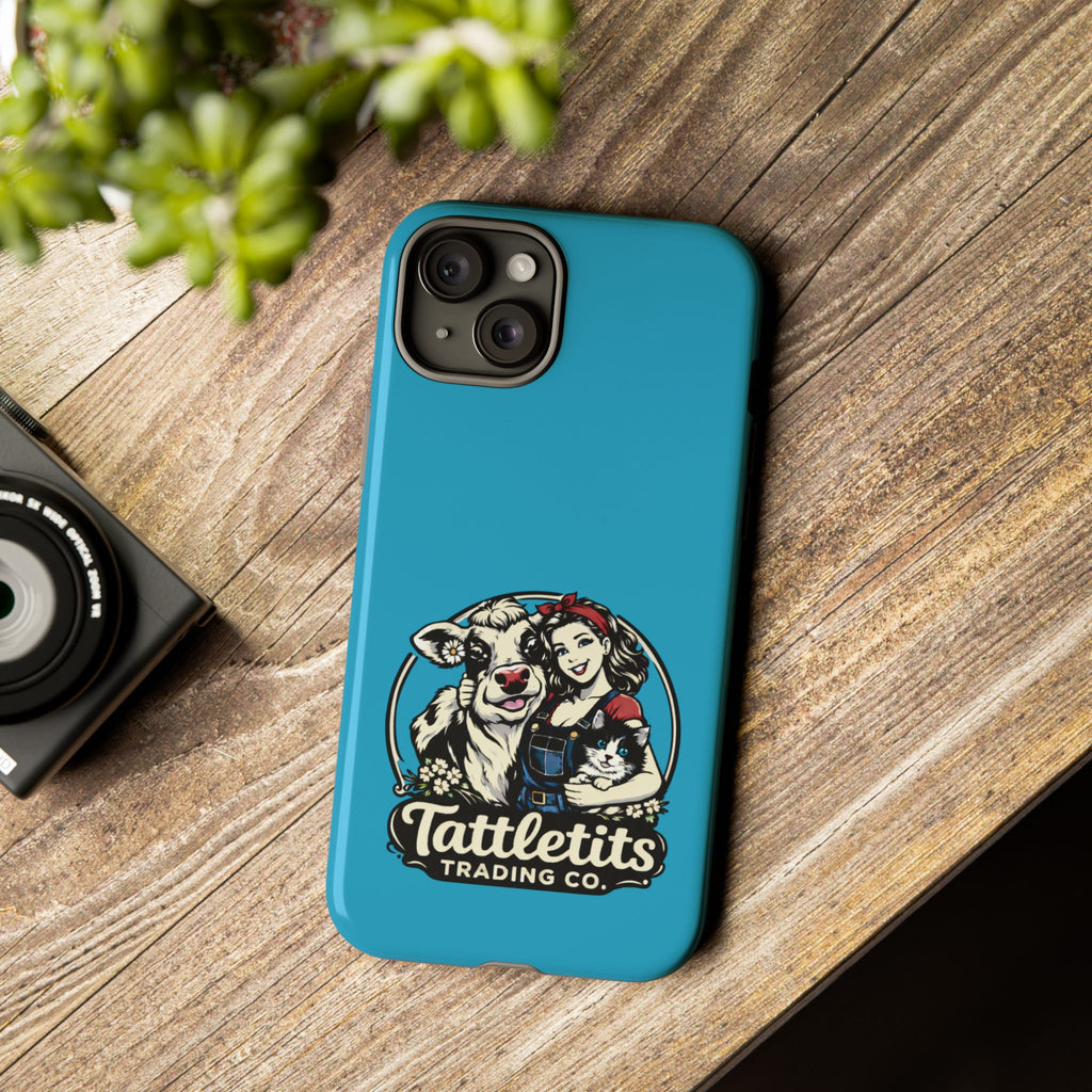Phone Case — Retro 'Tuffellets' Logo Pattern on Teal