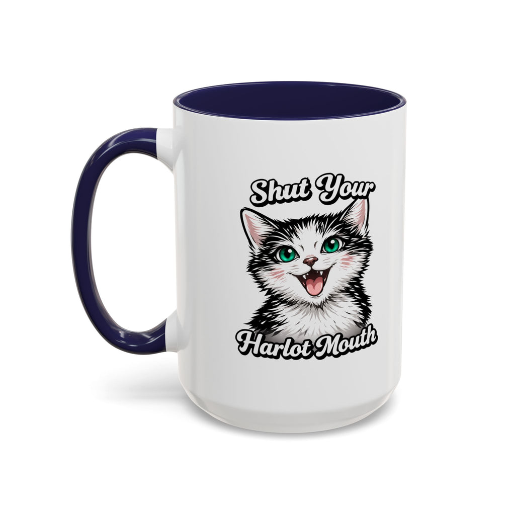 Cat Lover Accent Coffee Mug — Cute Staring Cat Design (11/15 oz)