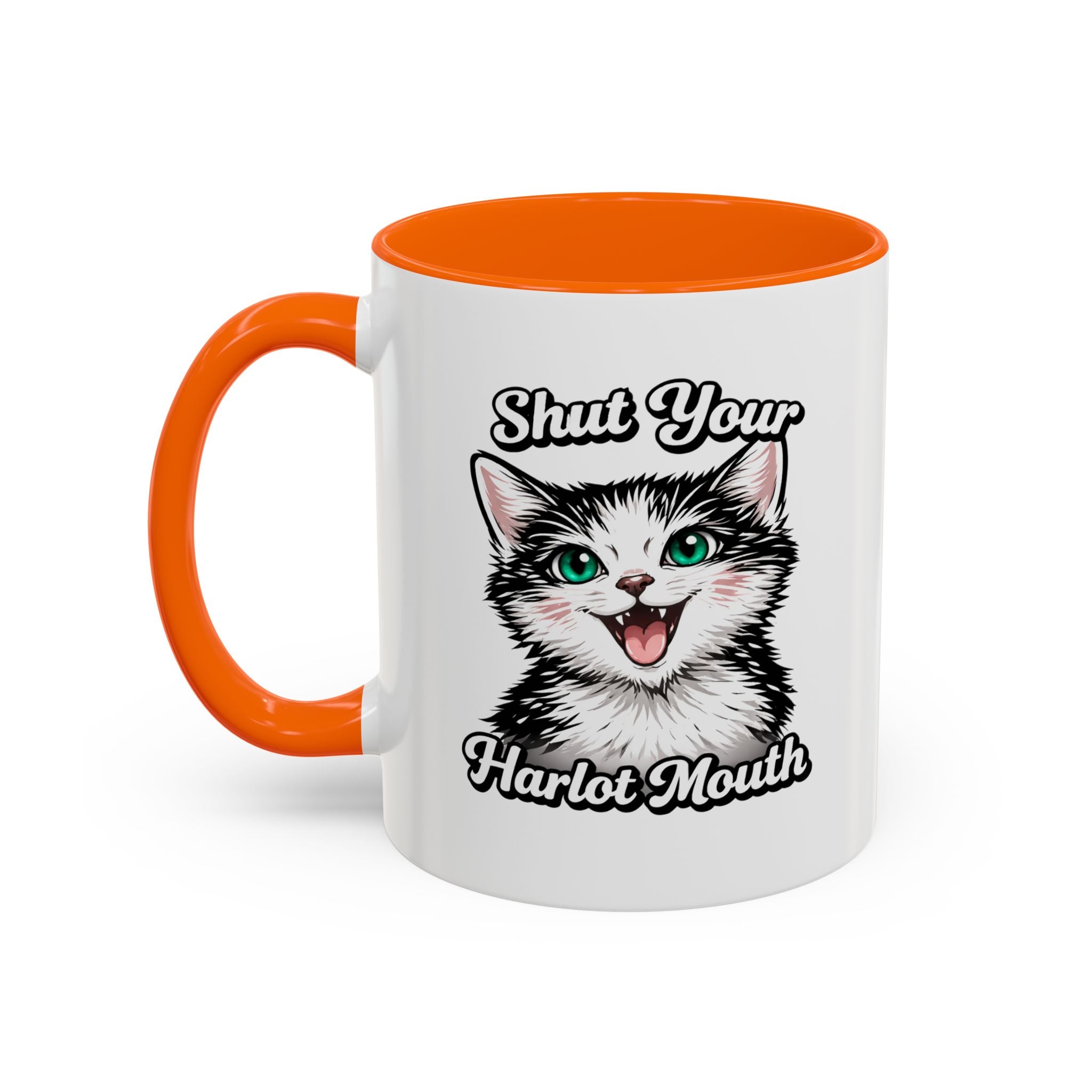 Cat Lover Accent Coffee Mug — Cute Staring Cat Design (11/15 oz)