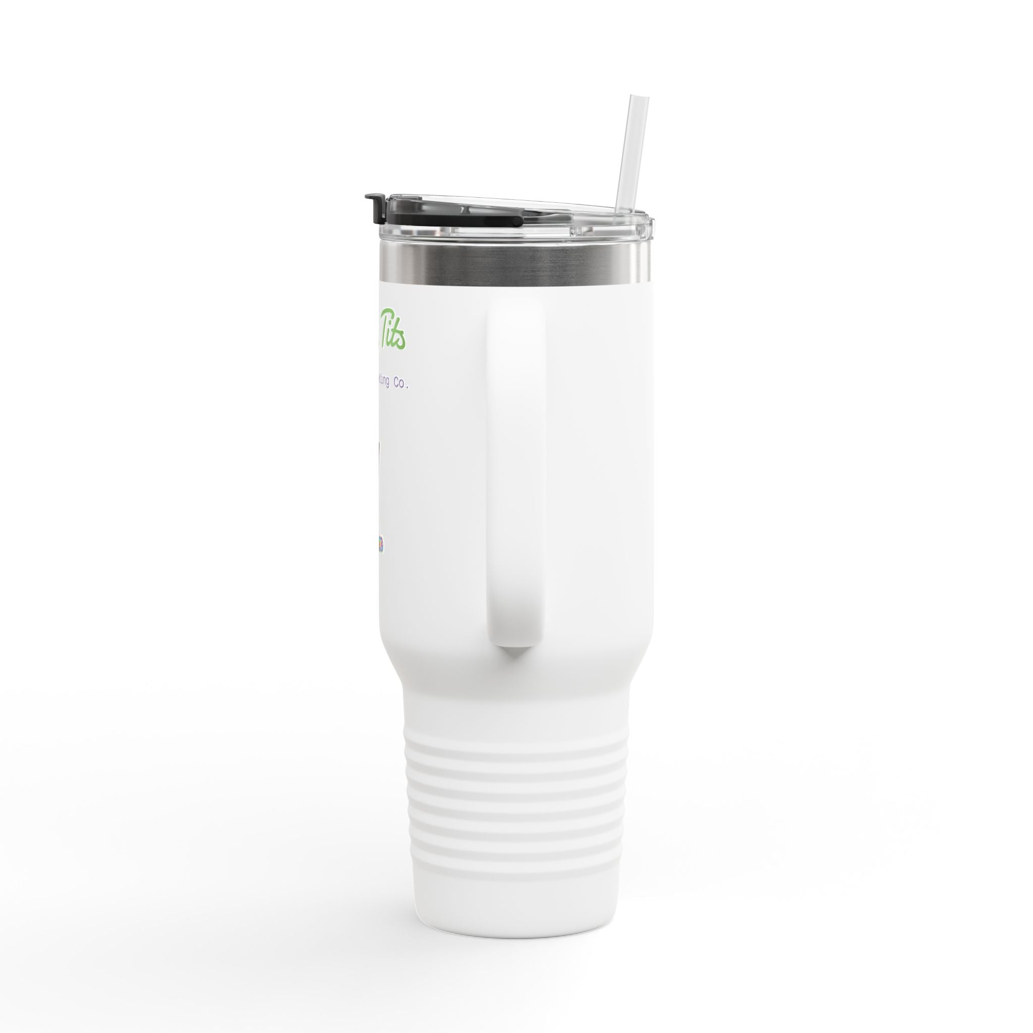 40oz Insulated Travel Mug — Colorful Cat Design “Tattle Tits”