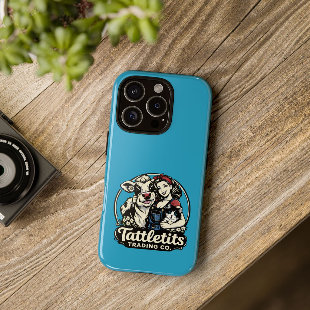 Phone Case — Retro 'Tuffellets' Logo Pattern on Teal
