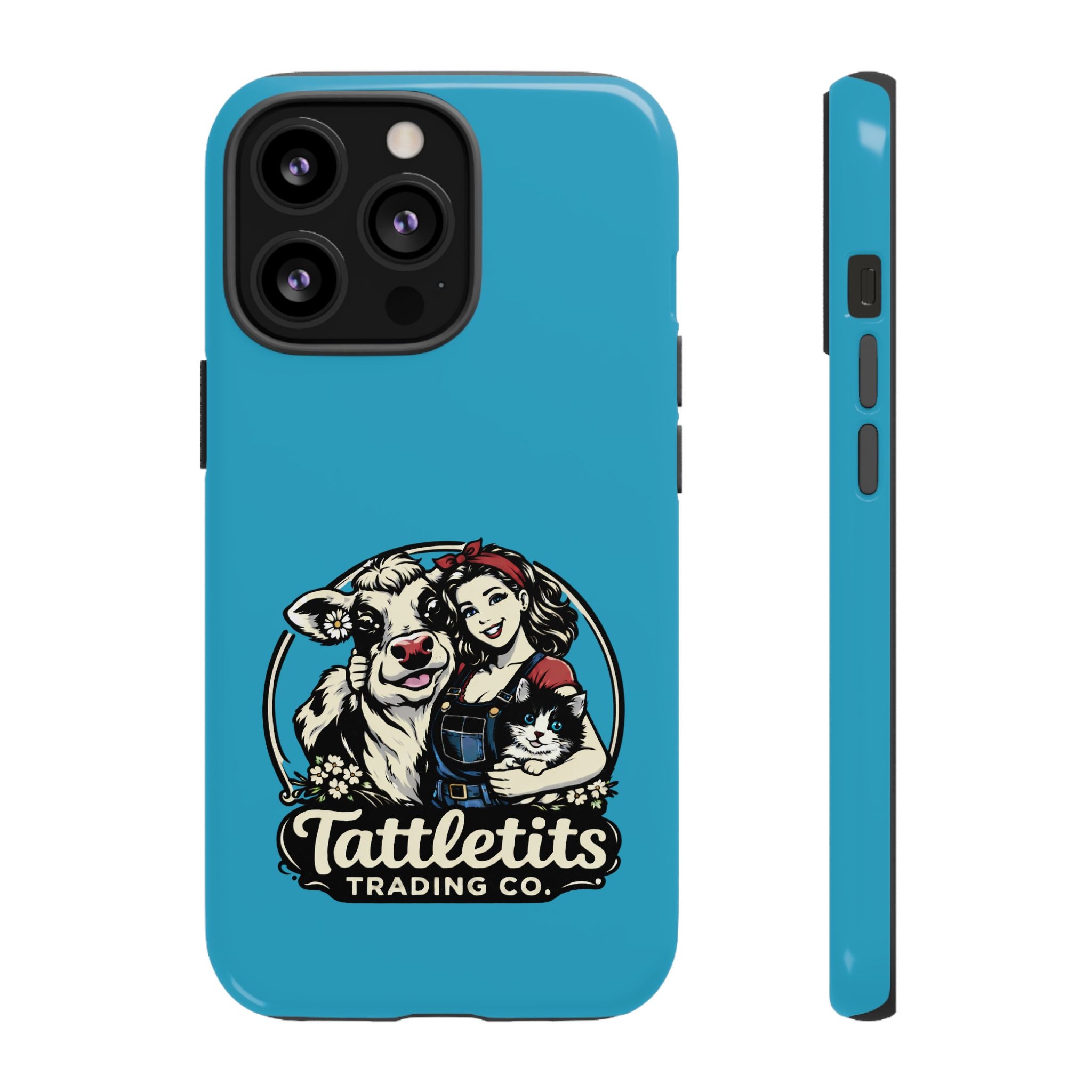 Phone Case — Retro 'Tuffellets' Logo Pattern on Teal