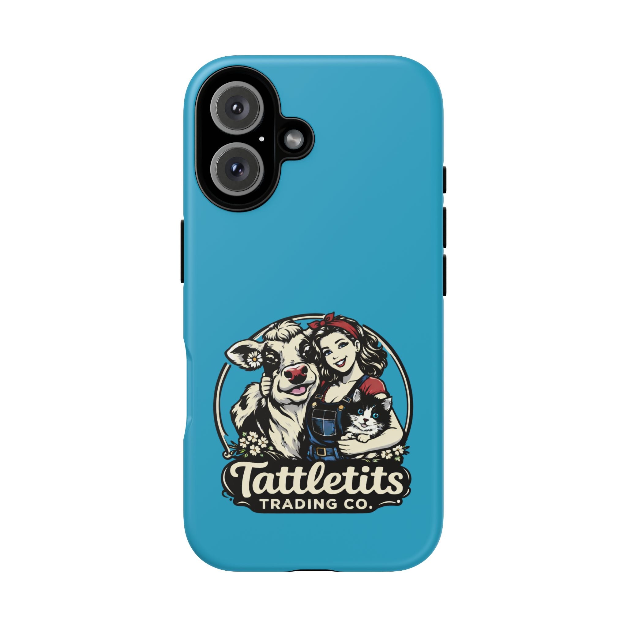 Phone Case — Retro 'Tuffellets' Logo Pattern on Teal